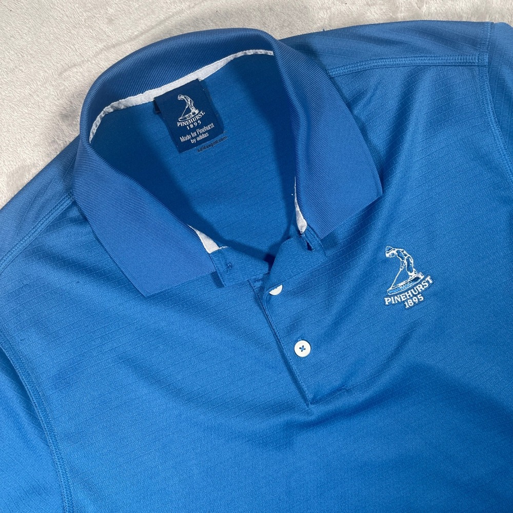 Pinehurst By Adidas Golf Polo Mens XL Blue Climalite Short Sleeve Textured Shirt